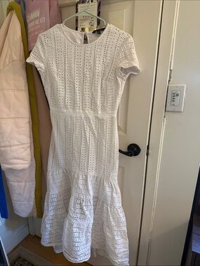 Banana Republic White Eyelet Midi Dress